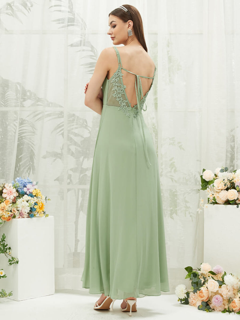 Adjustable Straps Multi Way Open V Back Lace Applique Bridesmaid Dress NZ Bridal