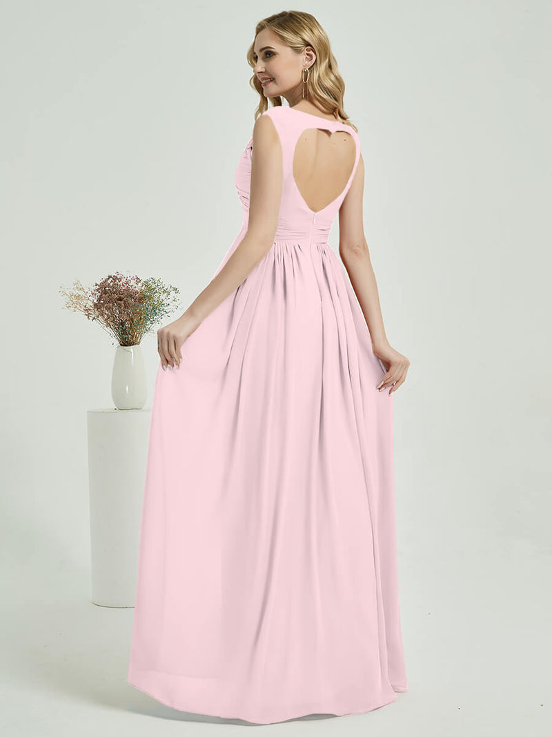 Blush Sweetheart Strap Backless Chiffon Floor Length Bridesmaid Dress NZ Bridal Blush Sweetheart Strap Backless Chiffon Floor Length Bridesmaid Dress NZ Bridal