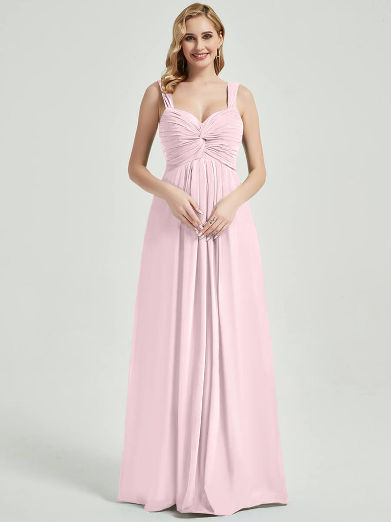 Blush Sweetheart Straps A-Line Floor Length Chiffon Bridesmaid Dress Change Color From Swatches / Custom Size Blush Sweetheart Straps A-Line Floor Length Chiffon Bridesmaid Dress Change Color From Swatches / Custom Size