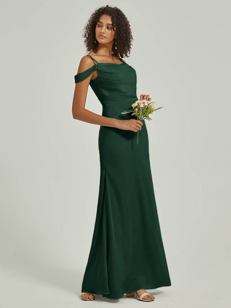 Emerald Green Cowl Neckline Straps Side Slit Silk Satin Convertible Bridesmaid Dress Emerald Green / 1X / N18 Emerald Green Cowl Neckline Straps Side Slit Silk Satin Convertible Bridesmaid Dress Emerald Green / 1X / N18