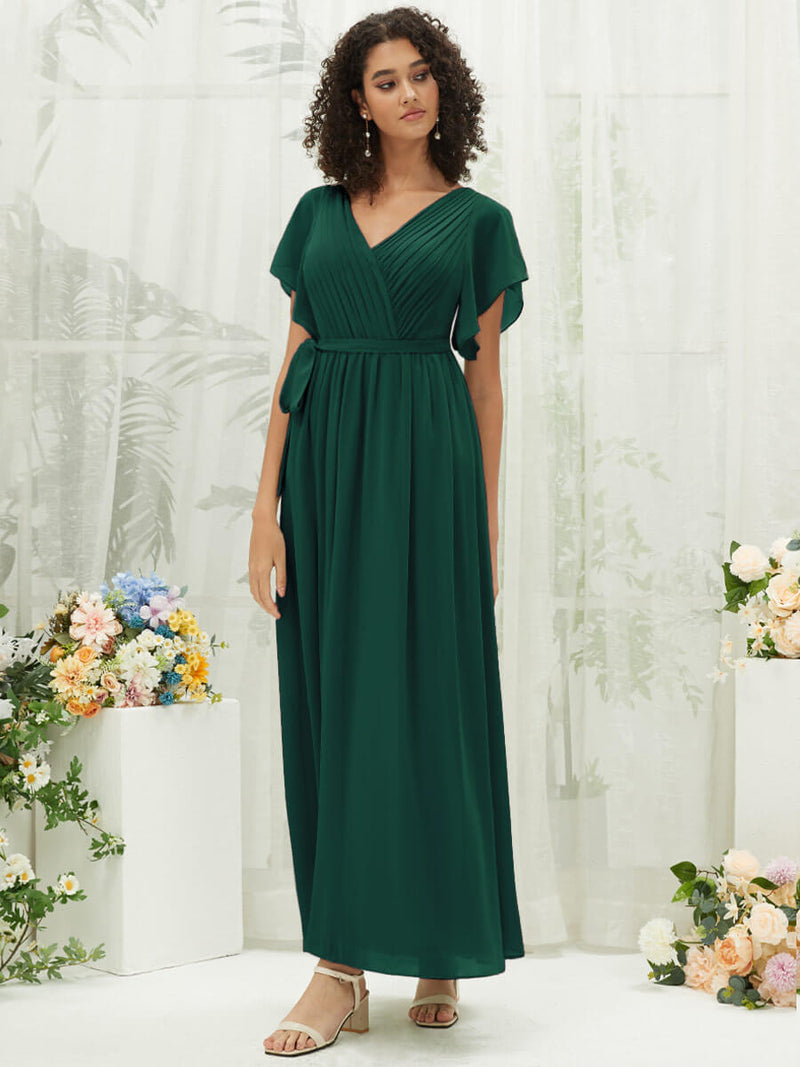 emerald green bridesmaid dresses nz Emerald Green Sweetheart Chiffon Convertible Bridesmaid Dress Pocket Change Color From Swatches / XL / N14