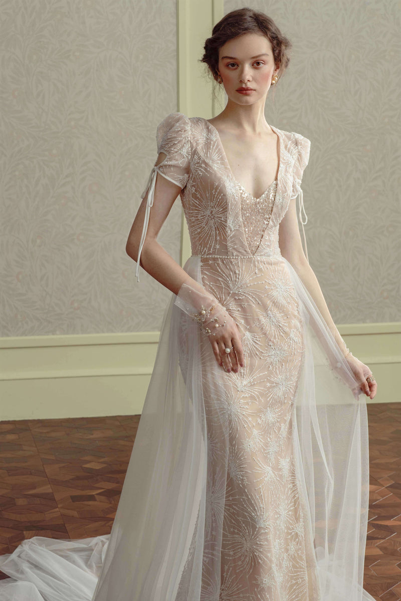 NZ Bridal Diomand White Nude Backless Sheath Lace Wedding Dresses TM31103 Ximena detail2