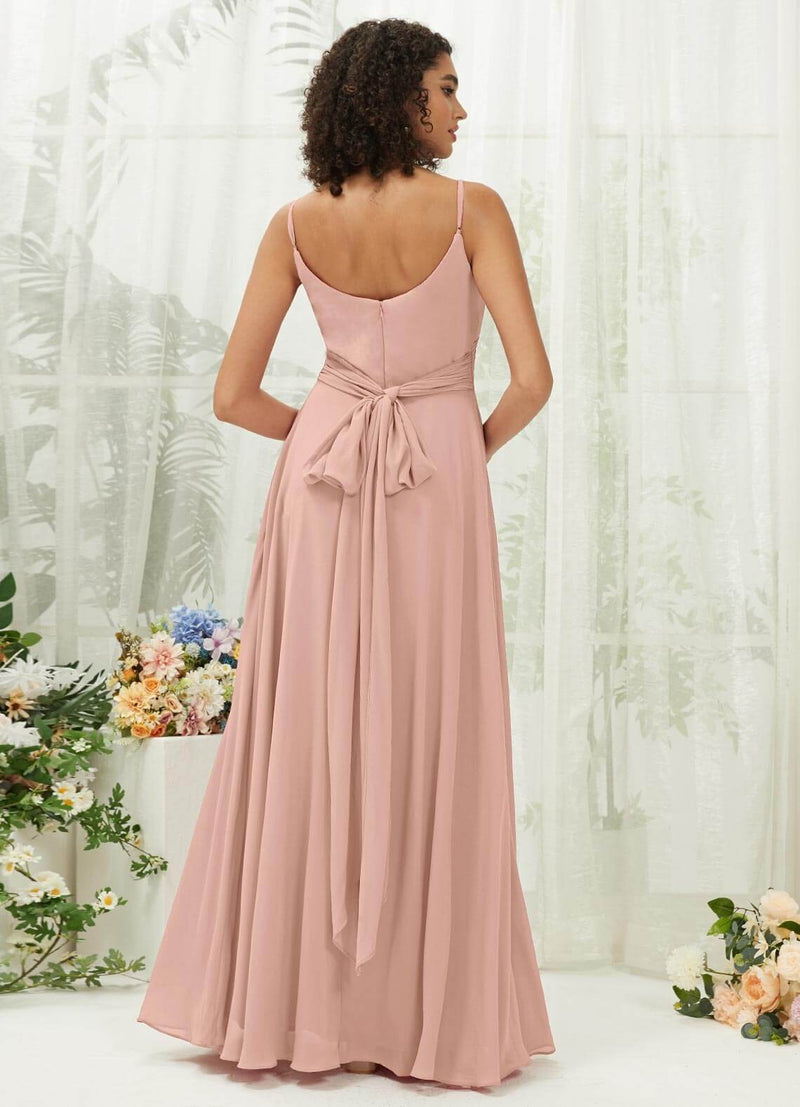 Dusty Pink Sweetheart Chiffon Convertible Bridesmaid Dress Pocket Change Color From Swatches / XS / N0-2 Dusty Pink Sweetheart Chiffon Convertible Bridesmaid Dress Pocket Change Color From Swatches / XS / N0-2