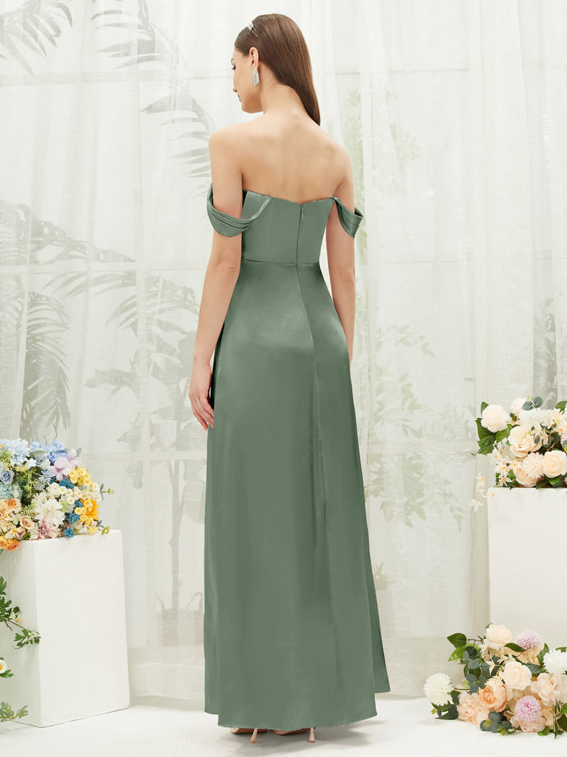 Eucalyptus Satin Convertible Slit Floor Length Bridesmaid Dresses NZ Bridal Eucalyptus Satin Convertible Slit Floor Length Bridesmaid Dresses NZ Bridal