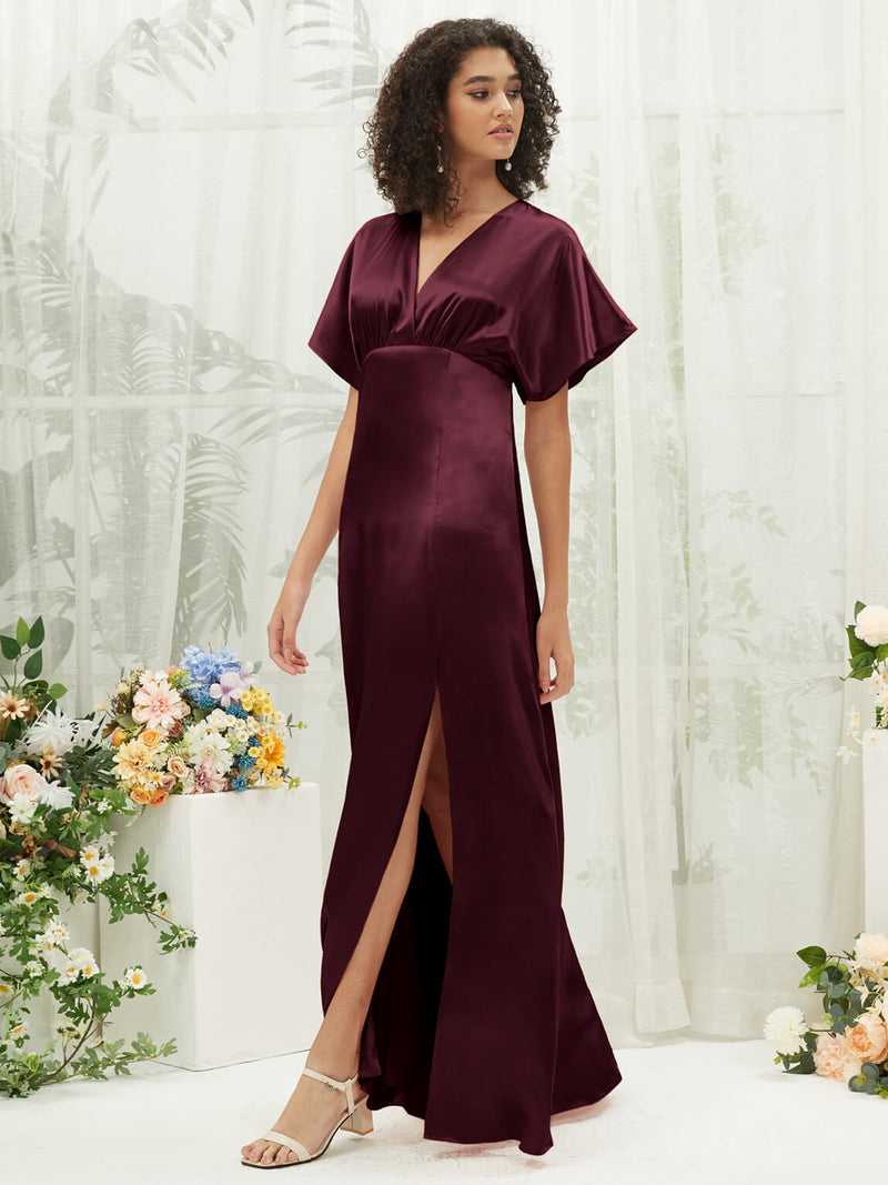 cabernet satin bridesmaid dresses Cabernet Bridesmaid Dress Shiny Satin Size XS