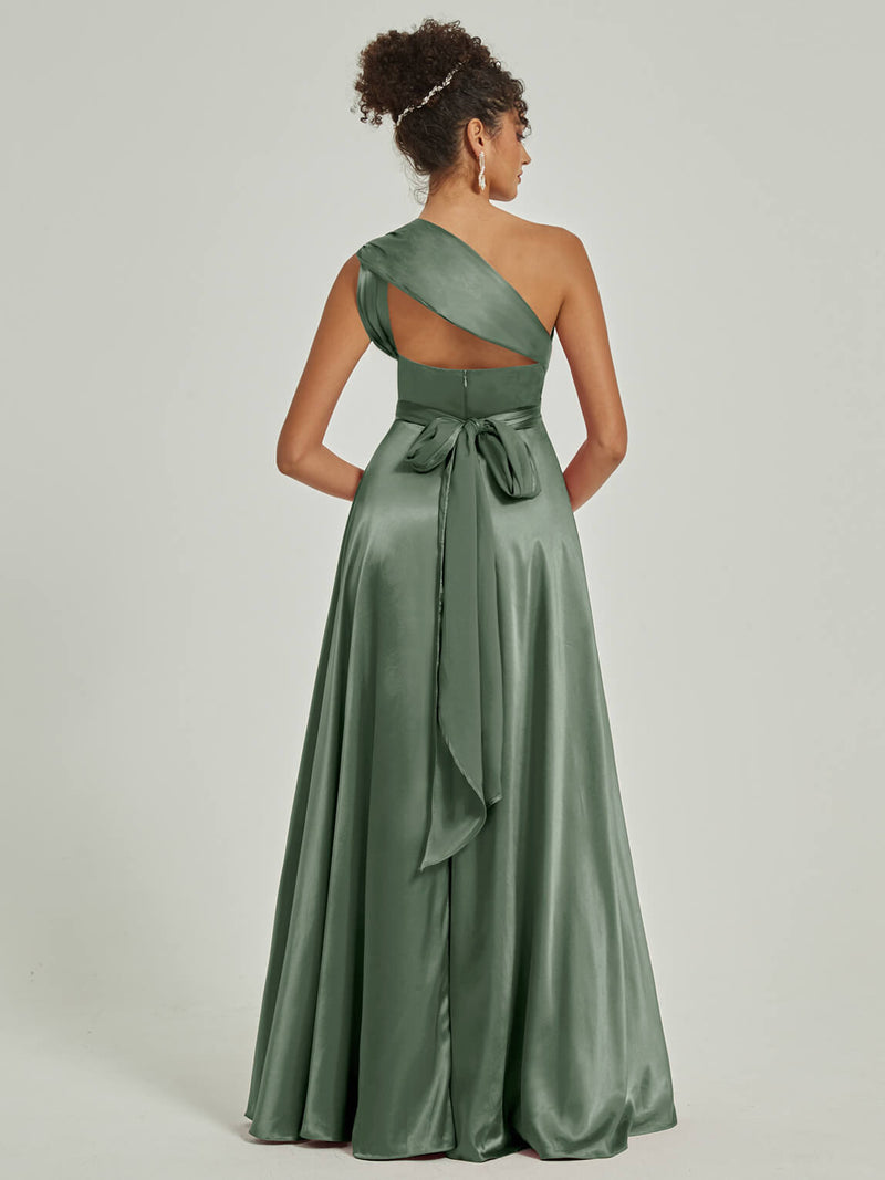 Eucalyptus Satin Convertible Bridesmaid Dress Multi Ways Wrap A-Line Gowns Eucalyptus Satin Convertible Bridesmaid Dress Multi Ways Wrap A-Line Gowns