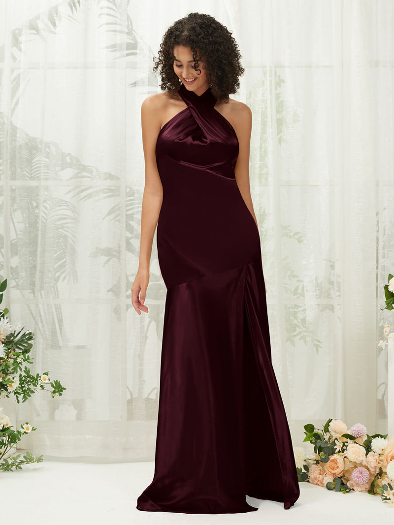 halter neck dresses nz Plunging V Neck Halter Gown - Black