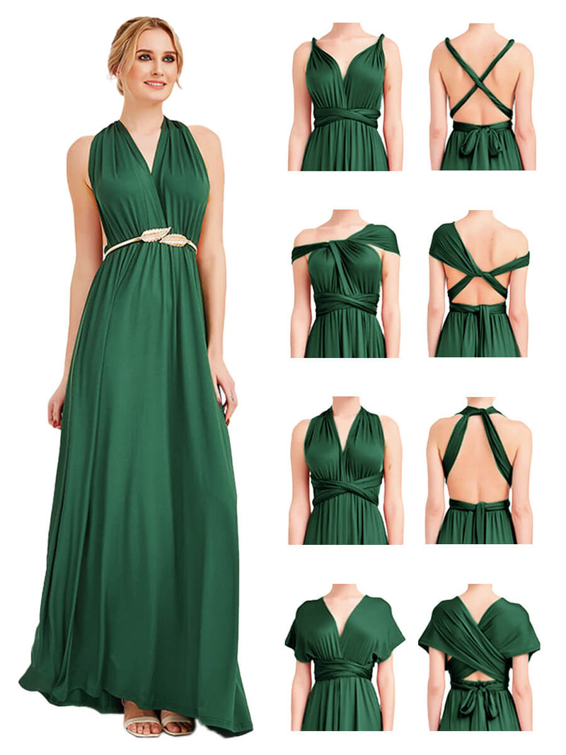 Final Sale Emerald Green Infinity Wrap Maxi Bridesmaid Dress NZ Bridal