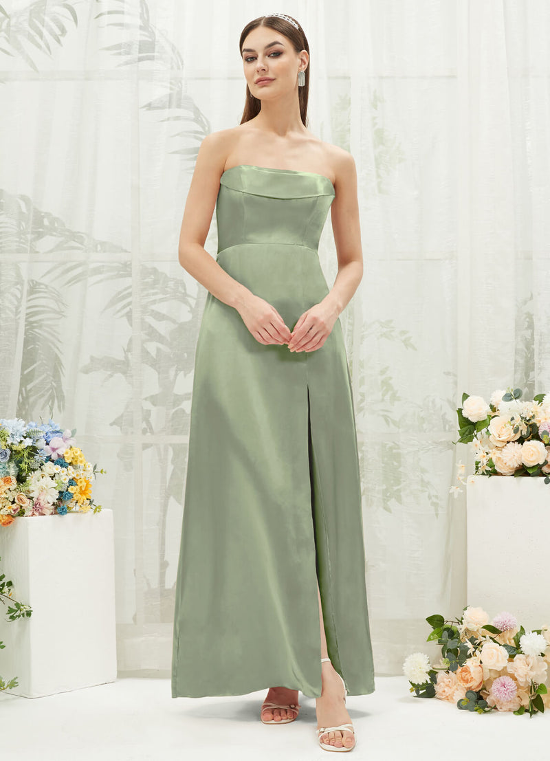 Sage Green Satin Convertible Slit Floor Length Bridesmaid Dresses Change Color From Swatches / XXL / N16 Sage Green Satin Convertible Slit Floor Length Bridesmaid Dresses Change Color From Swatches / XXL / N16