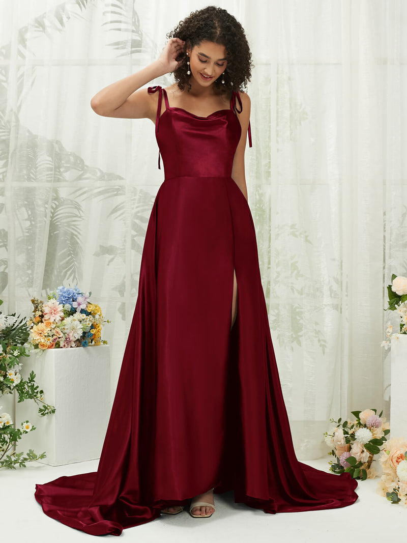 Burgundy Satin Sweetheart Adjustable Straps Formal Gown With Pocket Burgundy / 1X / N18 Burgundy Satin Sweetheart Adjustable Straps Formal Gown With Pocket Burgundy / 1X / N18