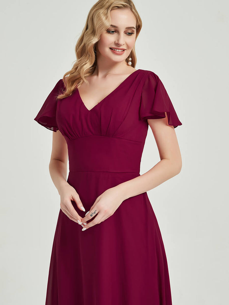 Stormy Ruffle Sleeves Floor-Length Chiffon Empire Bridesmaid Dress – NZ
