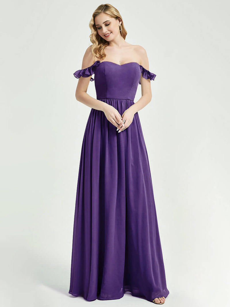 Royal Purple Of Convertible Ways Chiffon Bridesmaid Dress