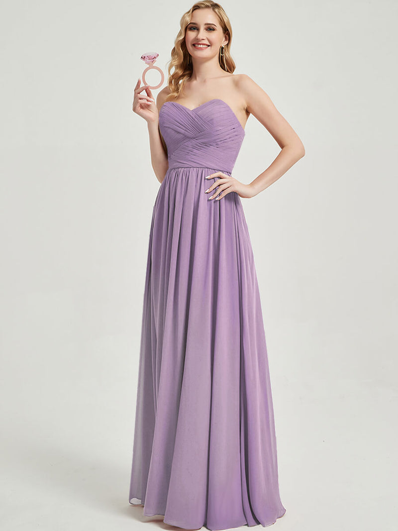 Dusty Purple Pleated Convertible Maxi Chiffon Bridesmaid Dress Dusty Purple / XS / N0-2 Dusty Purple Pleated Convertible Maxi Chiffon Bridesmaid Dress Dusty Purple / XS / N0-2
