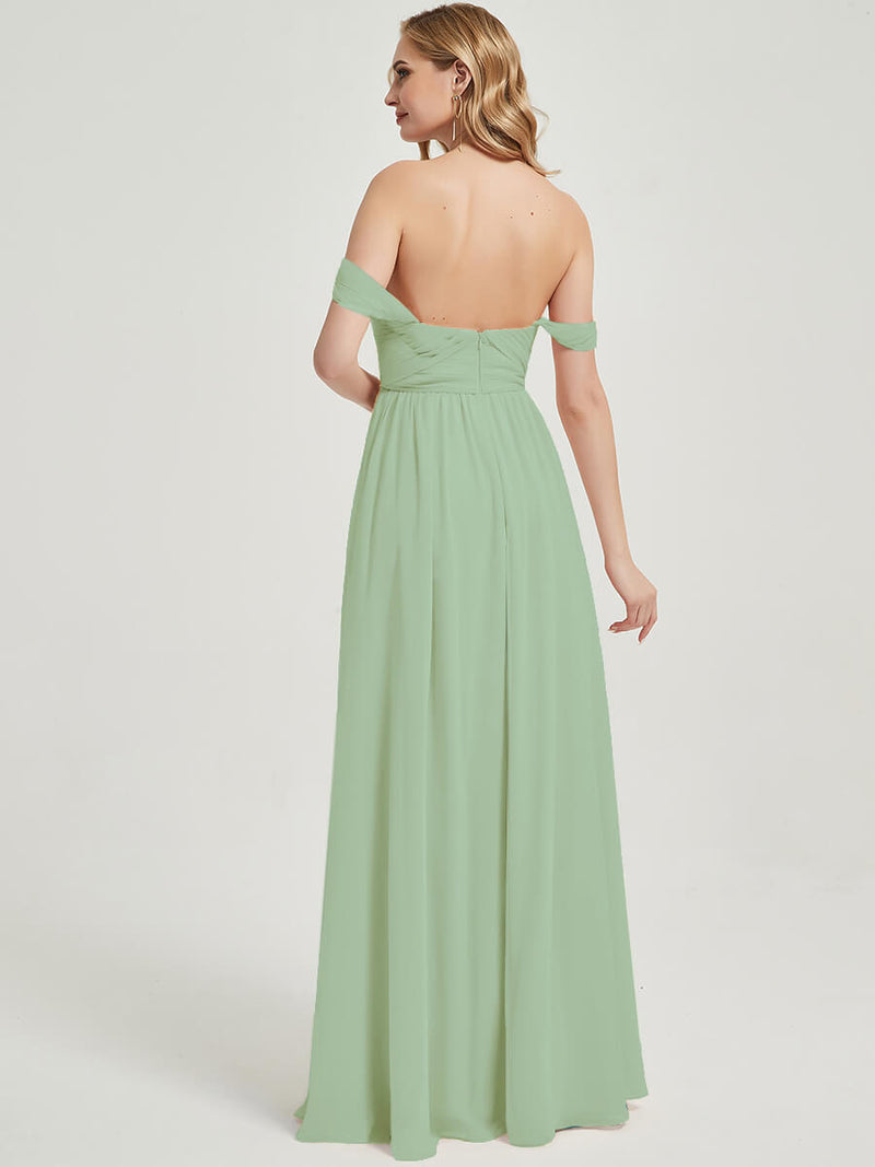 Sage Green Pleated Convertible Maxi Chiffon Bridesmaid Dress Sage Green / M / N8-10 Sage Green Pleated Convertible Maxi Chiffon Bridesmaid Dress Sage Green / M / N8-10