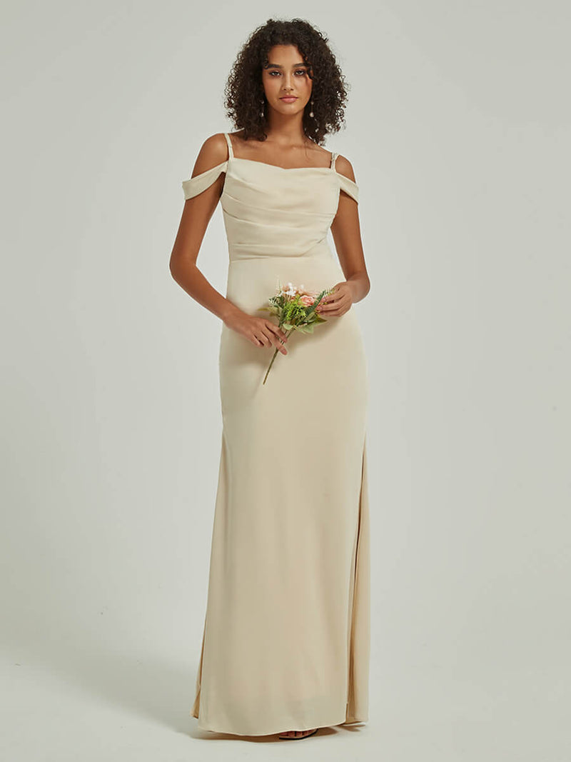 Soft Champagne Cowl Neckline Straps Side Slit Silk Satin Convertible B NZ Bridal Soft Champagne Cowl Neckline Straps Side Slit Silk Satin Convertible B NZ Bridal
