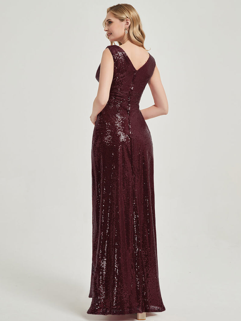 Cabernet V Cutting Sleeveless Sequined Bridesmaid Dress - Dawson