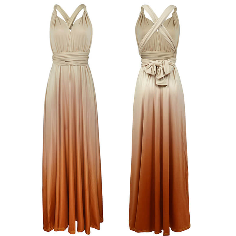 Women's Gradient Champagne Infinity Wrap Bridesmaid Dress, L / Champagne Women's Gradient Champagne Infinity Wrap Bridesmaid Dress, L / Champagne