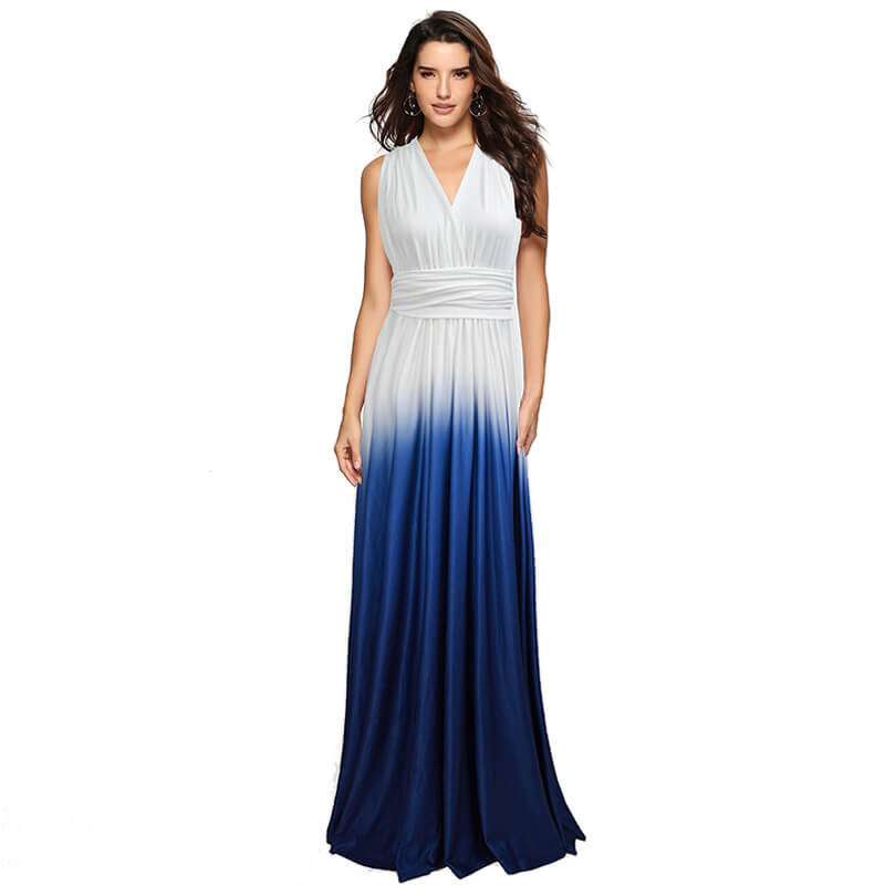 Women's Gradient Navy Infinity Wrap Bridesmaid Dress, XL / Off White Women's Gradient Navy Infinity Wrap Bridesmaid Dress, XL / Off White