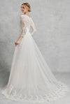 NZ Bridal V-neckline 3/4 Sleeves Sheer Lace and Tulle Plus Size Wedding Dress from NZ Bridal