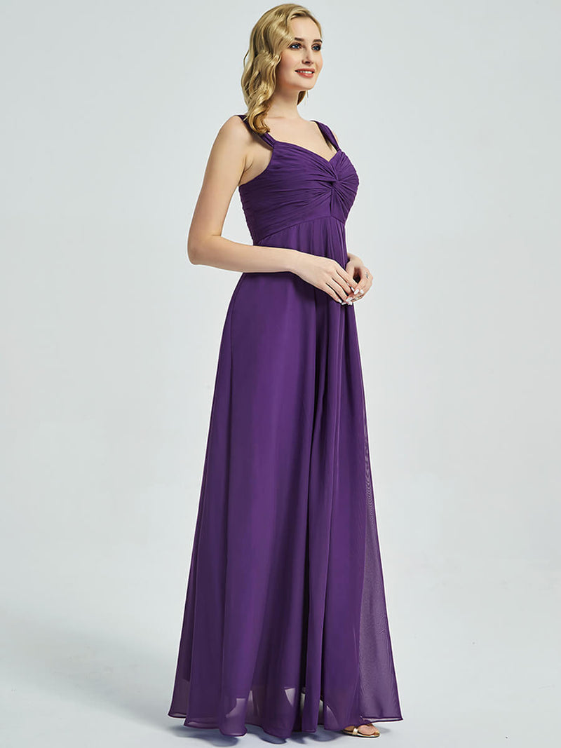 Royal Purple Sweetheart Straps A-Line Maxi Chiffon Bridesmaid Dress – NZ Bridal Royal Purple Sweetheart Straps A-Line Maxi Chiffon Bridesmaid Dress – NZ Bridal