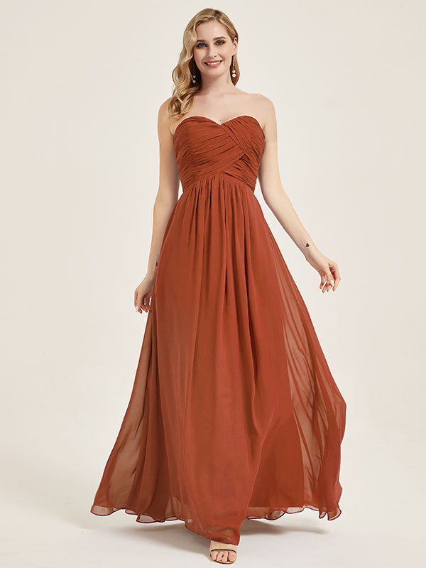 Burnt Orange Sweetheart Strapless Chiffon Maternity Bridesmaid Dress Change Color From Swatches / M / N8-10 Burnt Orange Sweetheart Strapless Chiffon Maternity Bridesmaid Dress Change Color From Swatches / M / N8-10