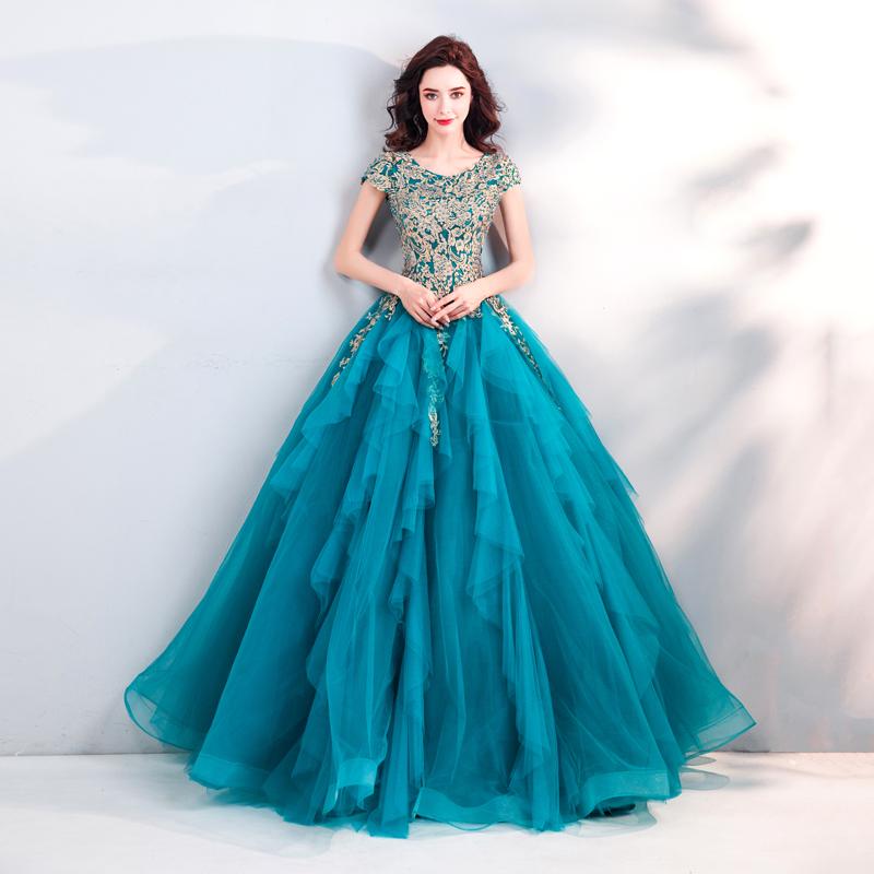 Peacock blue wedding clearance dress