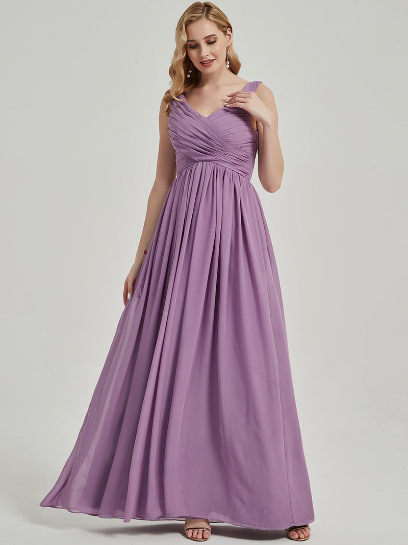 [Special Color] Wisteria Sleeveless Pleated Empire Chiffon Bridesmaid Dress