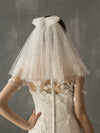 Lovely Short Tulle Wedding Bridal Veil With Pearls V629xmj