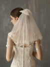 Lovely Short Tulle Wedding Bridal Veil With Pearls V629xmj