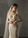 Long Tulle Wedding Veil With Pearls V639xmj