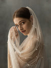 Long Tulle Wedding Veil With Pearls V639xmj