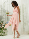 Lace Chiffon V Neck Sleeveless Irregular Hemline Midi Length Empire Bridesmaid Dress Evie from NZ Bridal