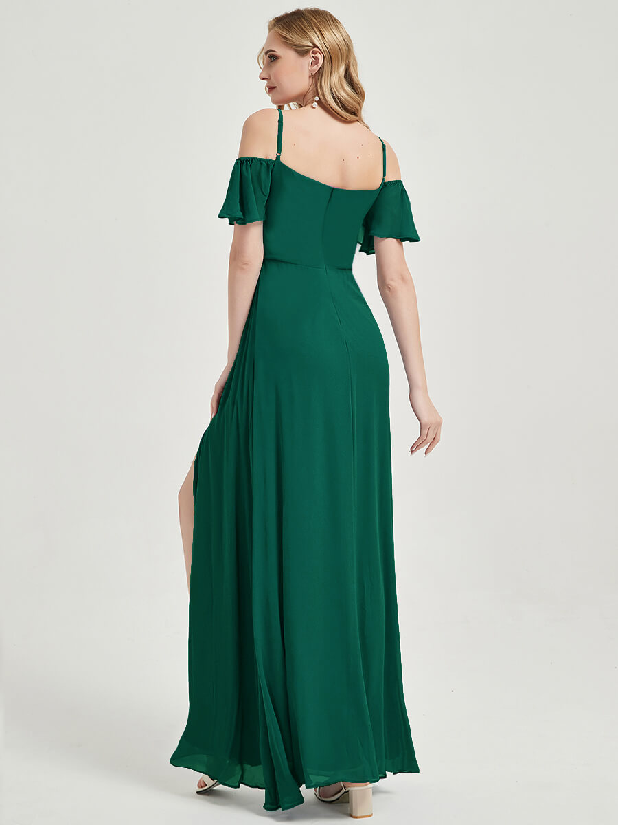 Emerald Green Plus Size Split Bridesmaid Dress-Sue