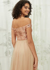 Champagne Gold Sequin Tulle Bridesmaid Dress Esther