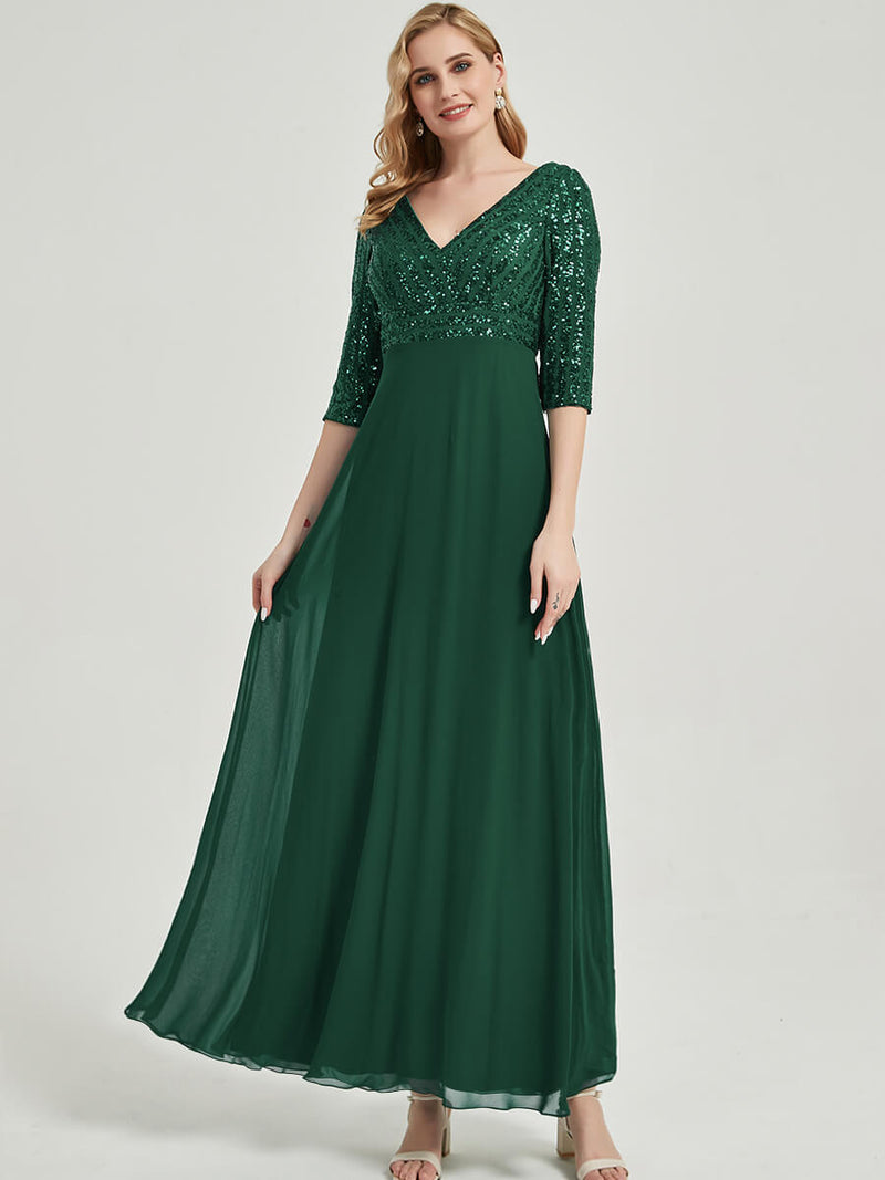 flattering A-line skirt sleeves Formal Dress-Lowa