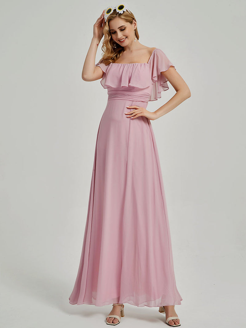 plain neckline with cold shoulder Maxi Dress Iris