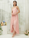 Chiffon Slit High Low Sweetheart Straps Pleated Flowy Bridesmaid Dress For Women Esme