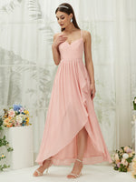 Chiffon Slit High Low Sweetheart Straps Pleated Flowy Bridesmaid Dress for Women Esme from NZ Bridal