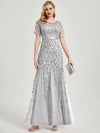 Gray Sequin Tulle Mermaid Evening Dress-Nomi