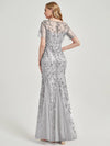 Sheer Round Neckline With shimmery leave design Mermaid Evening Dress