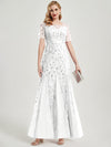 White Sequin Tulle Mermaid Evening Dress-Nomi