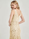 V neckline Sequined Evening Dress