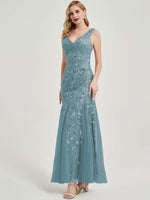 V Sequined Mermaid Evening Dress-Tegan