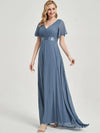 Sage Ruffle Pleated A-Line Floor-Length Bridesmaid Dresses