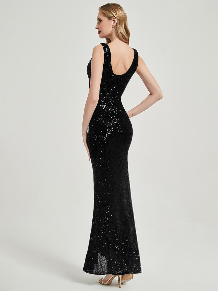 Black Sequins Sleeveless Mermaid Formal Gown Tori