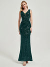 Emerald Green Sequins Sleeveless Mermaid Formal Gown Tori