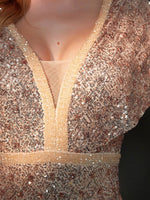 Champagne Batwing Sleeved Mermaid Formal Gown Reese detail