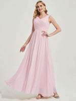 Blush Sleeveless Bridesmaid Dress-Flori