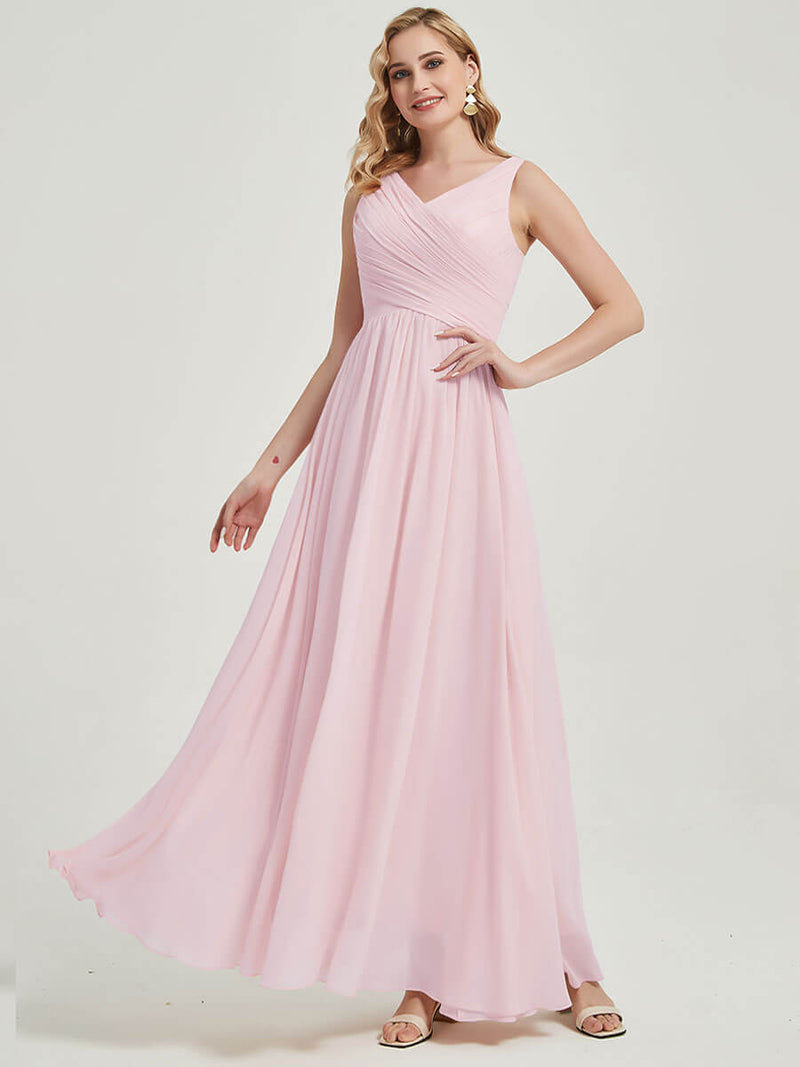Blush Sleeveless Bridesmaid Dress-Flori