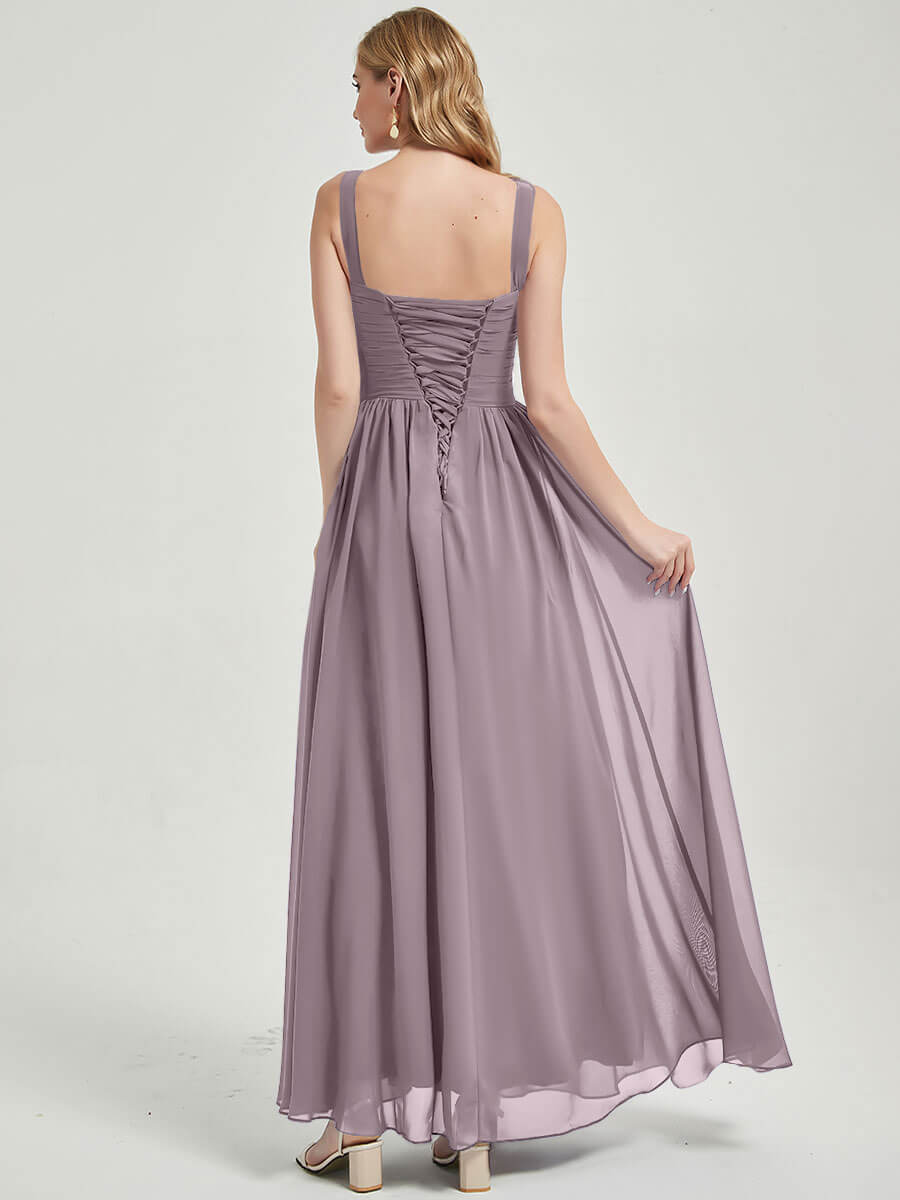 Dusk V-neckline Pleated Classic Bridesmaid Dress